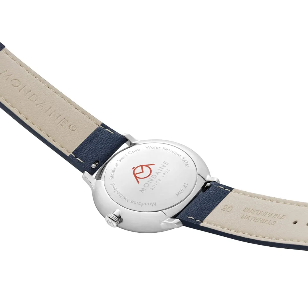 Mondaine Doppio Blue Dial Mesh Blue Vegan Leather Watch MLE.41240.LQV.SET
