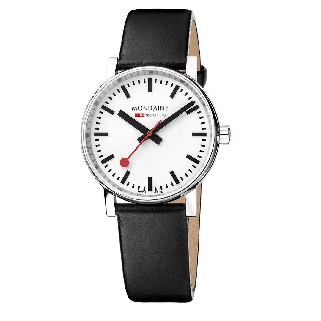 Mondaine Evo2 35mm White Dial Grape Leather Watch MSE.35110.LBV 