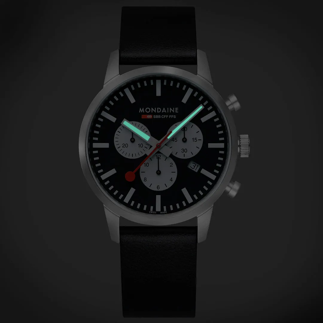 Mondaine Neo Chronograph Super-luminova? Vegan Leather, 41 Mm MSD.41420.LBV