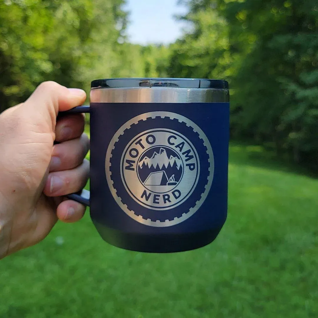 Moto Camp Nerd Insulated Coffee Mug 16oz.