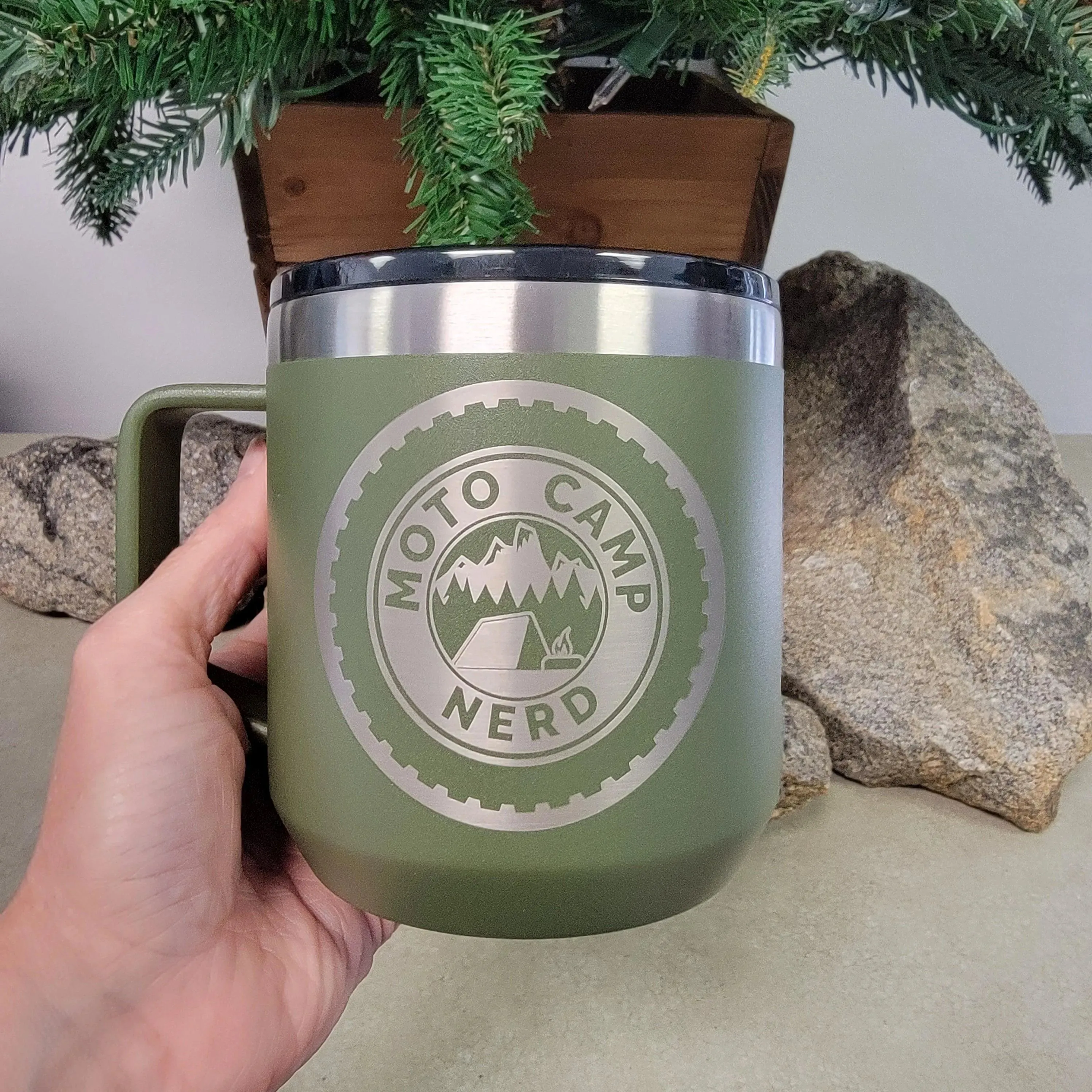 Moto Camp Nerd Insulated Coffee Mug 16oz.