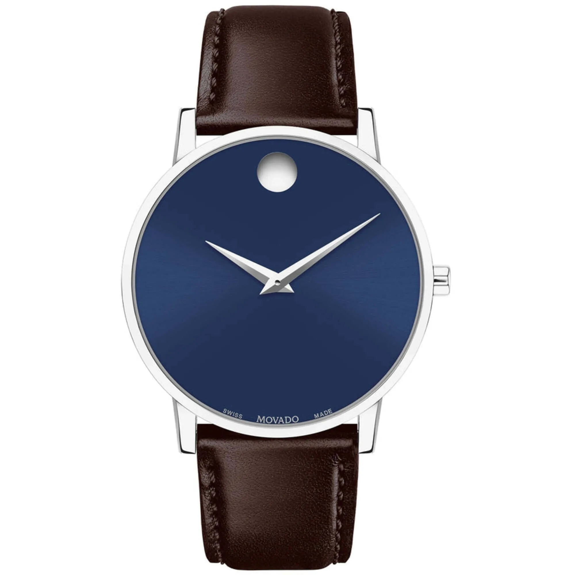 Movado Men's Watch - Classic Quartz Silver Tone Case Brown Leather Strap | 607851 Luxury Quartz Watch Quartz Watch Sale