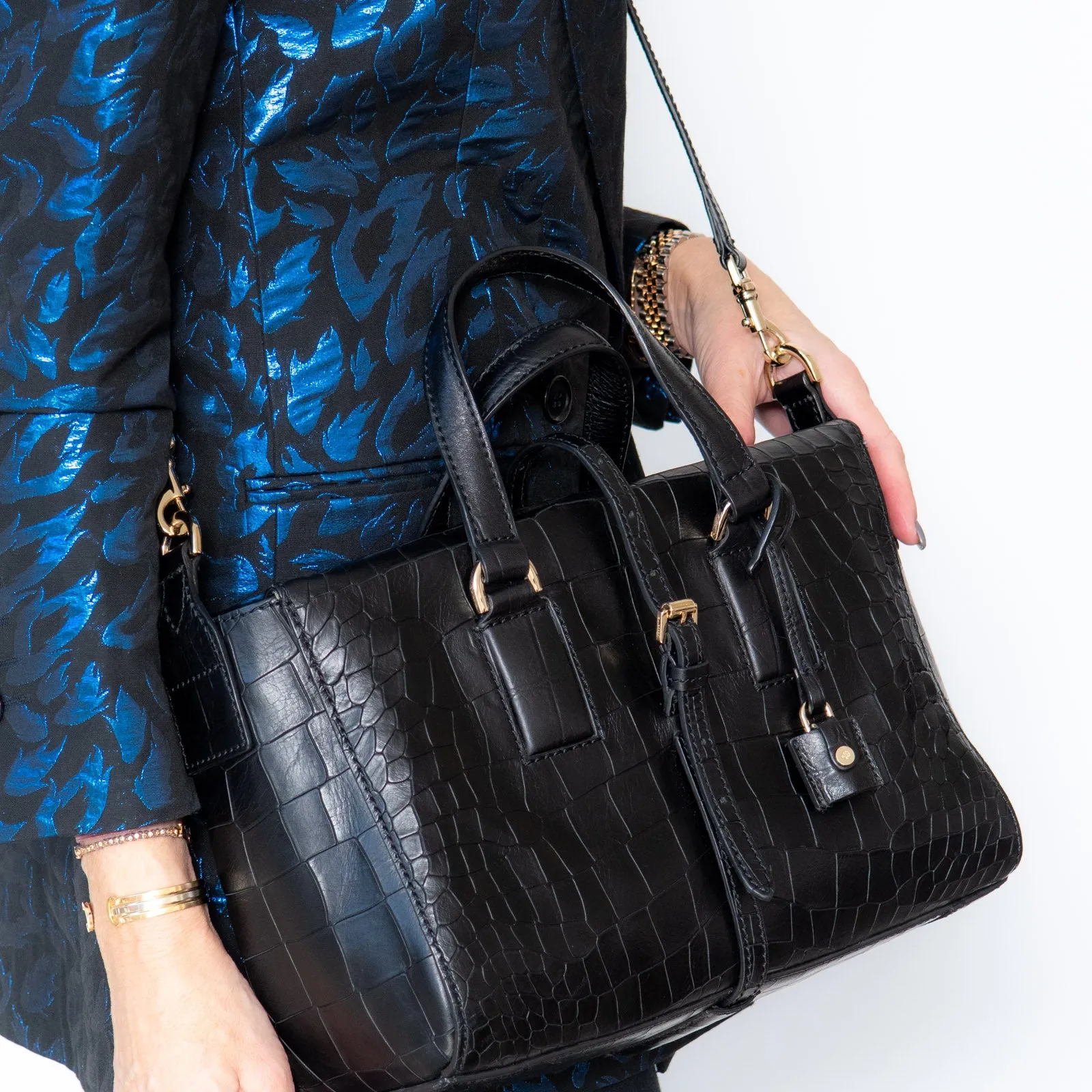Mulberry Black Mock Croc Small Roxette Bag handbags sale 80% off