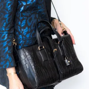 Mulberry Black Mock Croc Small Roxette Bag handbags sale 80% off