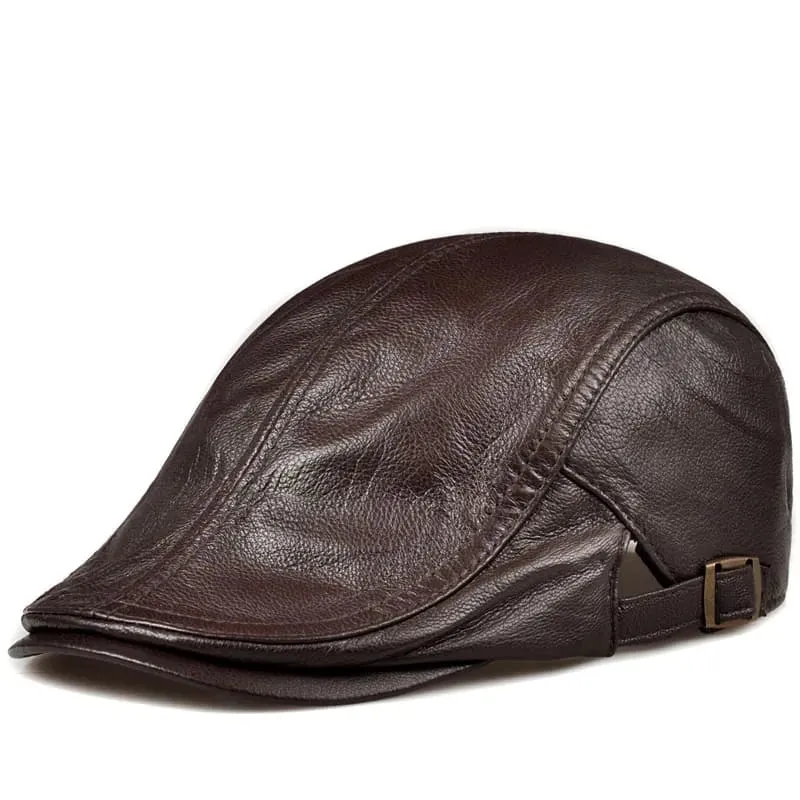 Mulholland Genuine Leather Duckbill Flat Cap