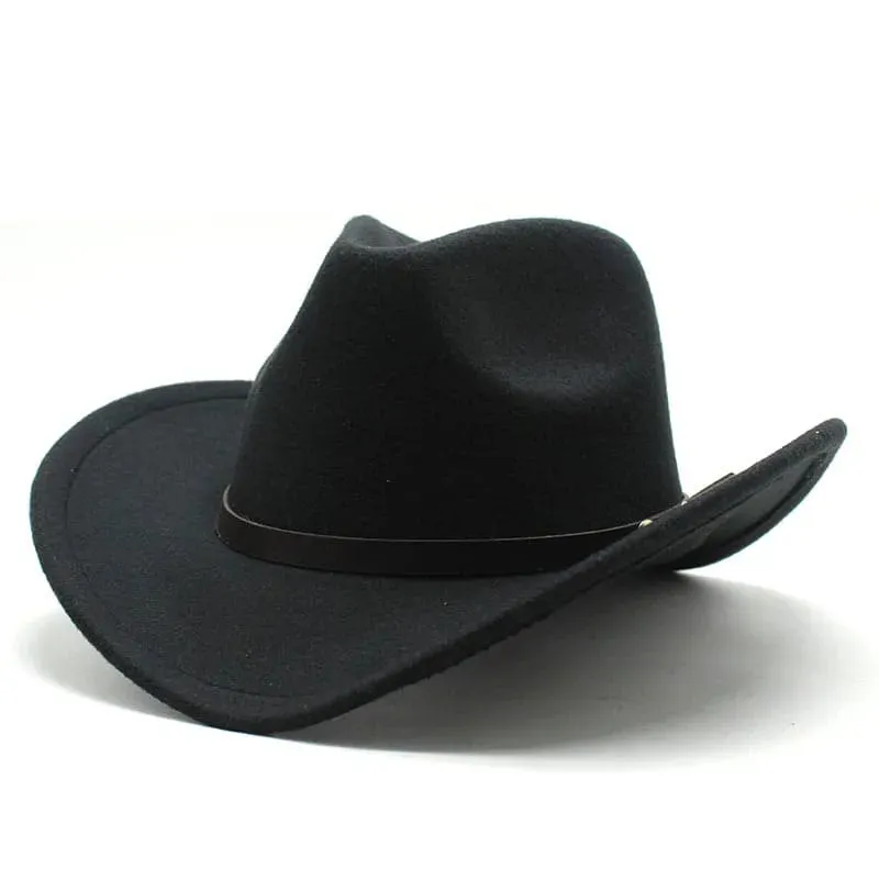 Mulholland Wool Cowboy Hat stylish boater hat with ribbon on model