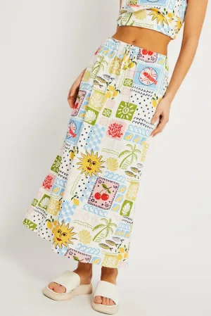 Multi Abstract Midaxi Skirt Relaxed Fit Elastic Waist,skirt,denim skirt,mini skirt,maxi skirt,jean skirt,skort,tennis skirt,pleated skirt,pencil skirt,bubble skirt,plisse skirt,fitted skirt,midi skirt,short skirt,short mini skirt,leather skirt,a line skirt