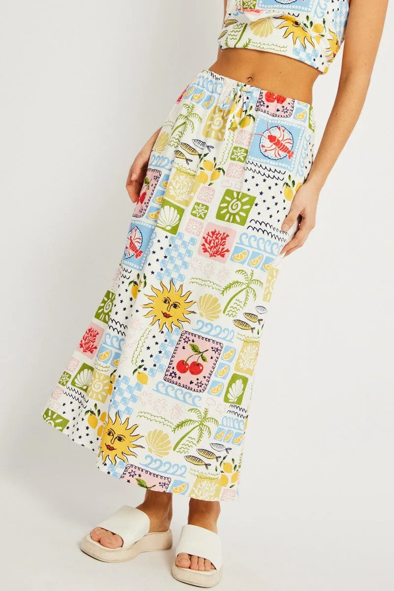 Multi Abstract Midaxi Skirt Relaxed Fit Elastic Waist,skirt,denim skirt,mini skirt,maxi skirt,jean skirt,skort,tennis skirt,pleated skirt,pencil skirt,bubble skirt,plisse skirt,fitted skirt,midi skirt,short skirt,short mini skirt,leather skirt,a line skirt