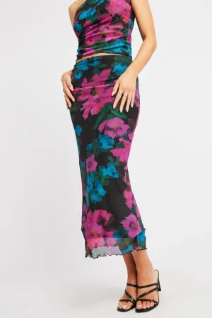 Multi Floral Mesh Skirt Elasticated Picot Trim Midaxi,skirt,denim skirt,mini skirt,maxi skirt,jean skirt,skort,tennis skirt,pleated skirt,pencil skirt,bubble skirt,plisse skirt,fitted skirt,midi skirt,short skirt,short mini skirt,leather skirt,a line skirt