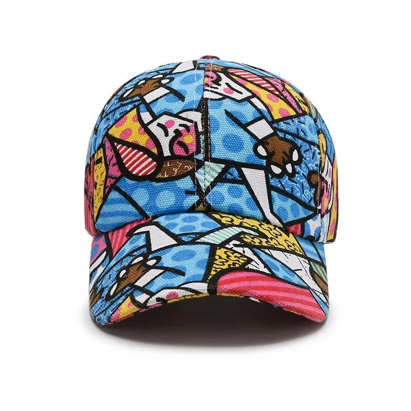 Murakami Cartoon Print Baseball Cap