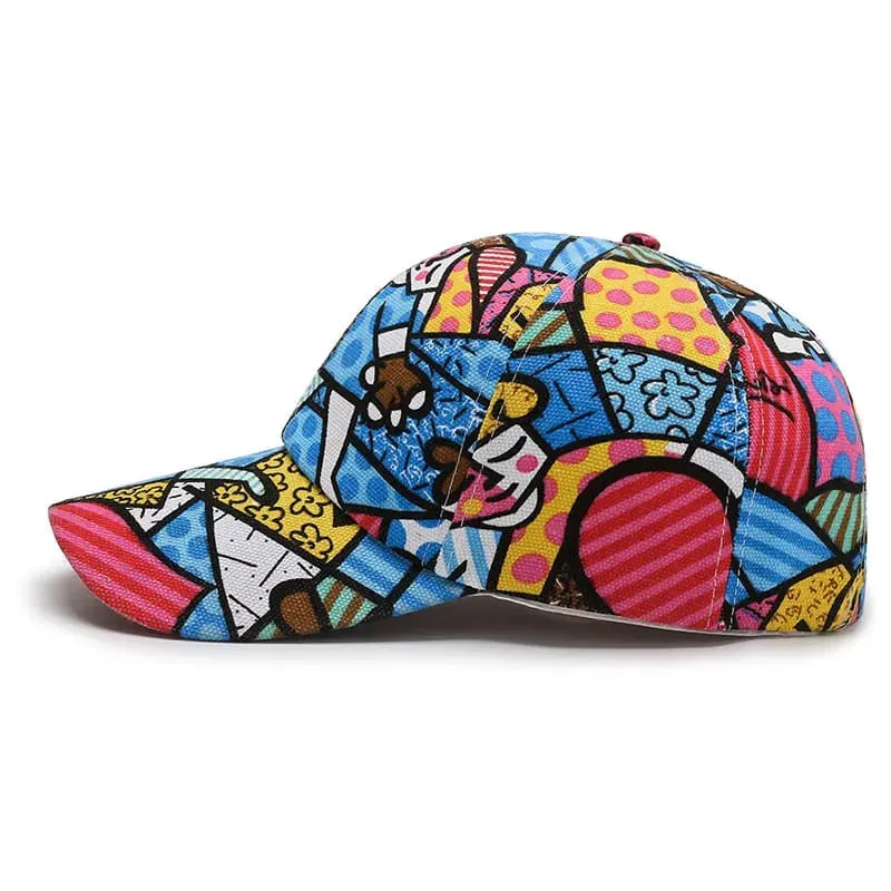 Murakami Cartoon Print Baseball Cap