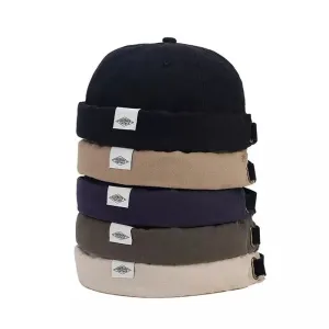 Nabenara Vintage Plain Cotton Docker Cap stylish boater hat with ribbon on model