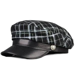 Napoli Genuine Leather Sailor Cap boater hat with bow in beach sunlight