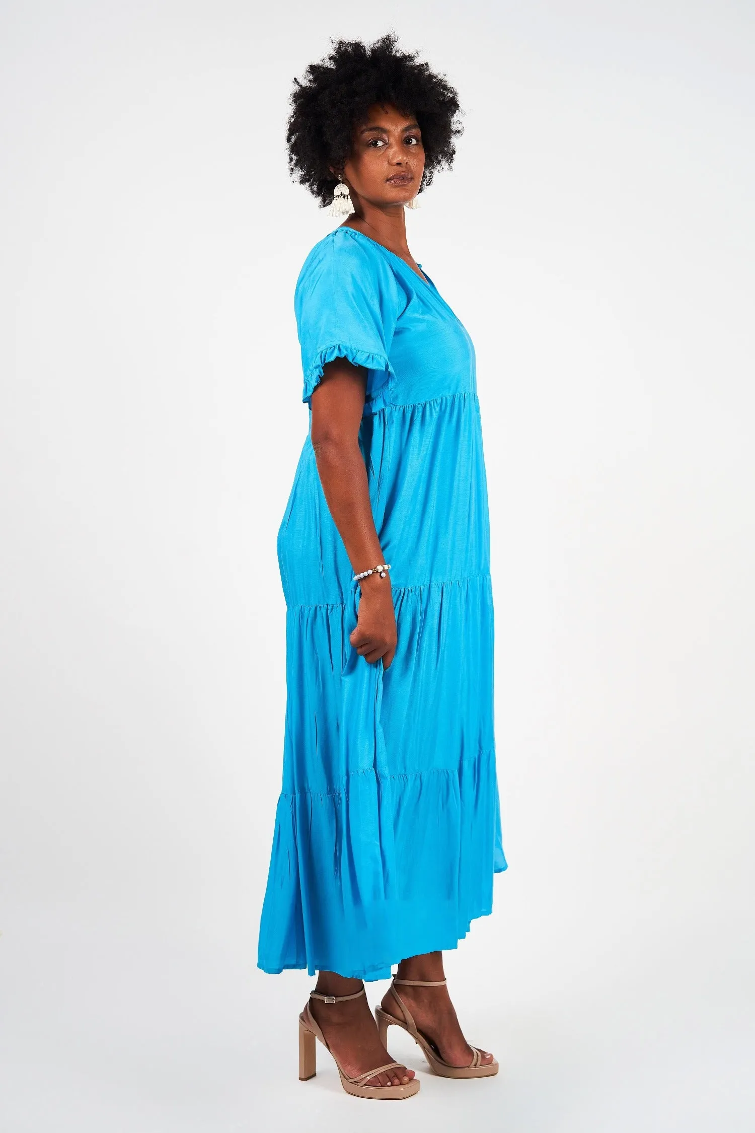 Naudic - LV7056 Amisha Short Sleeve Maxi Dress