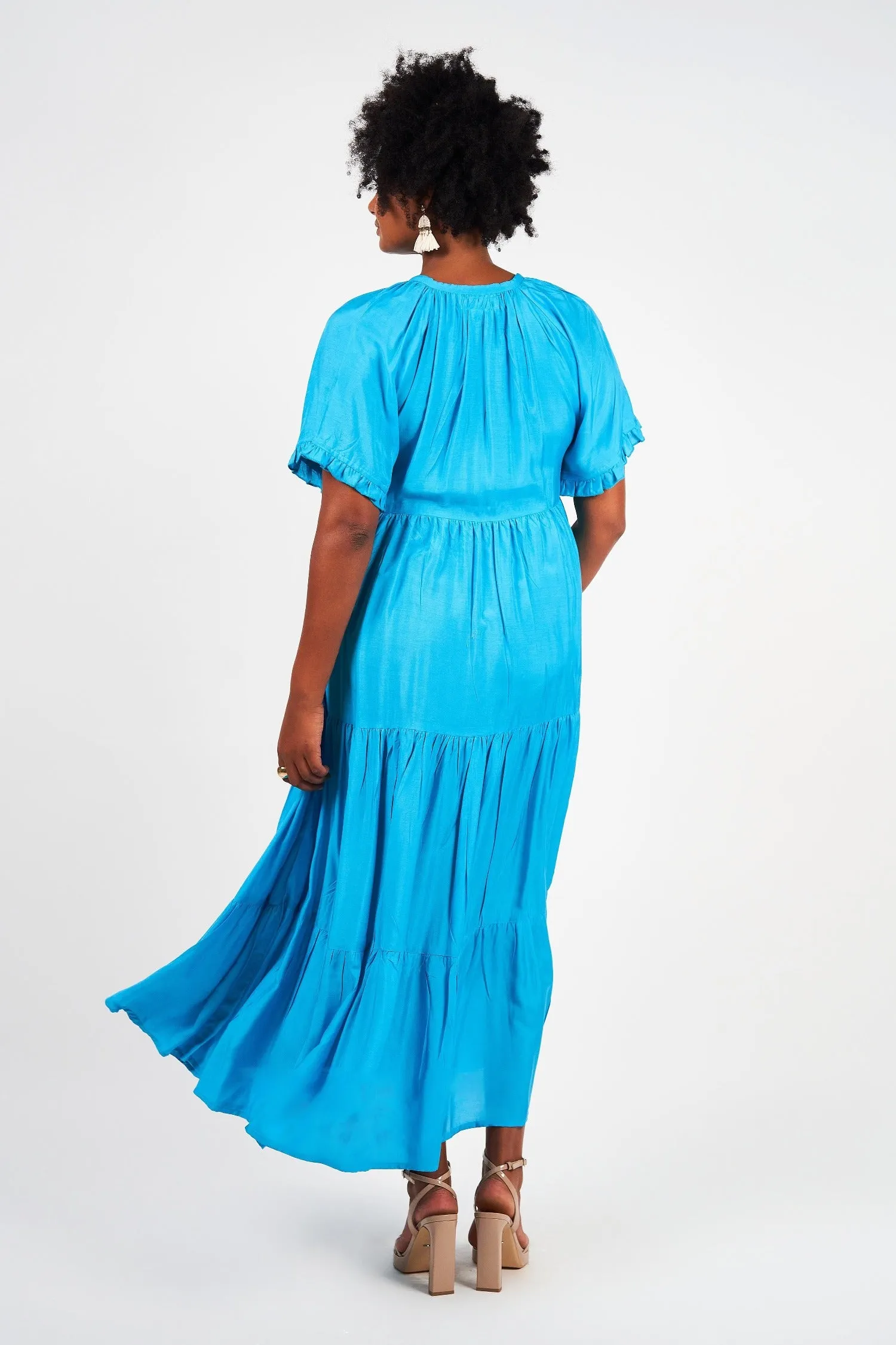 Naudic - LV7056 Amisha Short Sleeve Maxi Dress