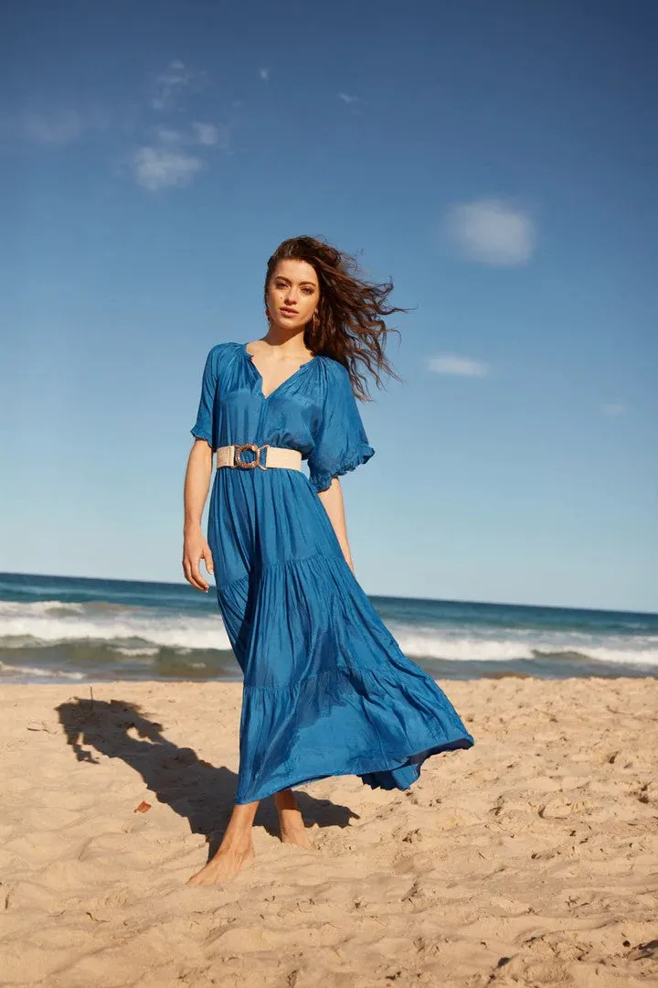 Naudic - R23-LV-1011 Amisha Short Sleeve Maxi Dress