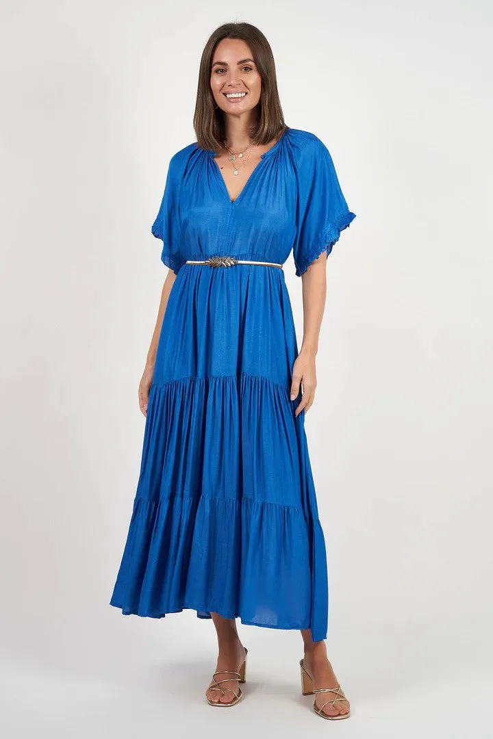 Naudic - R23-LV-1011 Amisha Short Sleeve Maxi Dress