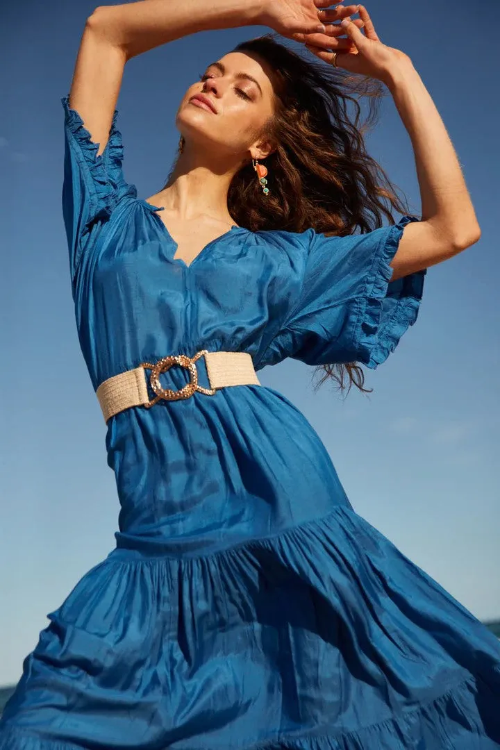 Naudic - R23-LV-1011 Amisha Short Sleeve Maxi Dress