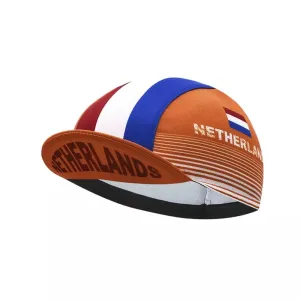 Netherlands Flag Cycling Cap boater hat with bow in beach sunlight