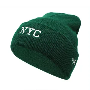New York City Cotton Beanie boater hat with bow in beach sunlight