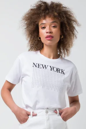 New York Short Sleeve T-Shirt White,women t-shirt cotton,women t-shirt top,boutique women's clothing
