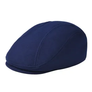Newman Cotton Flat Cap stylish boater hat with ribbon on model