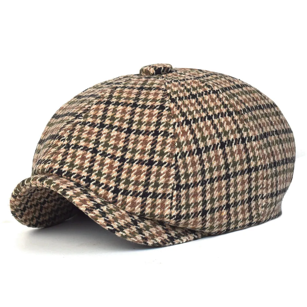 NH Houndstooth Wool Newsboy Cap