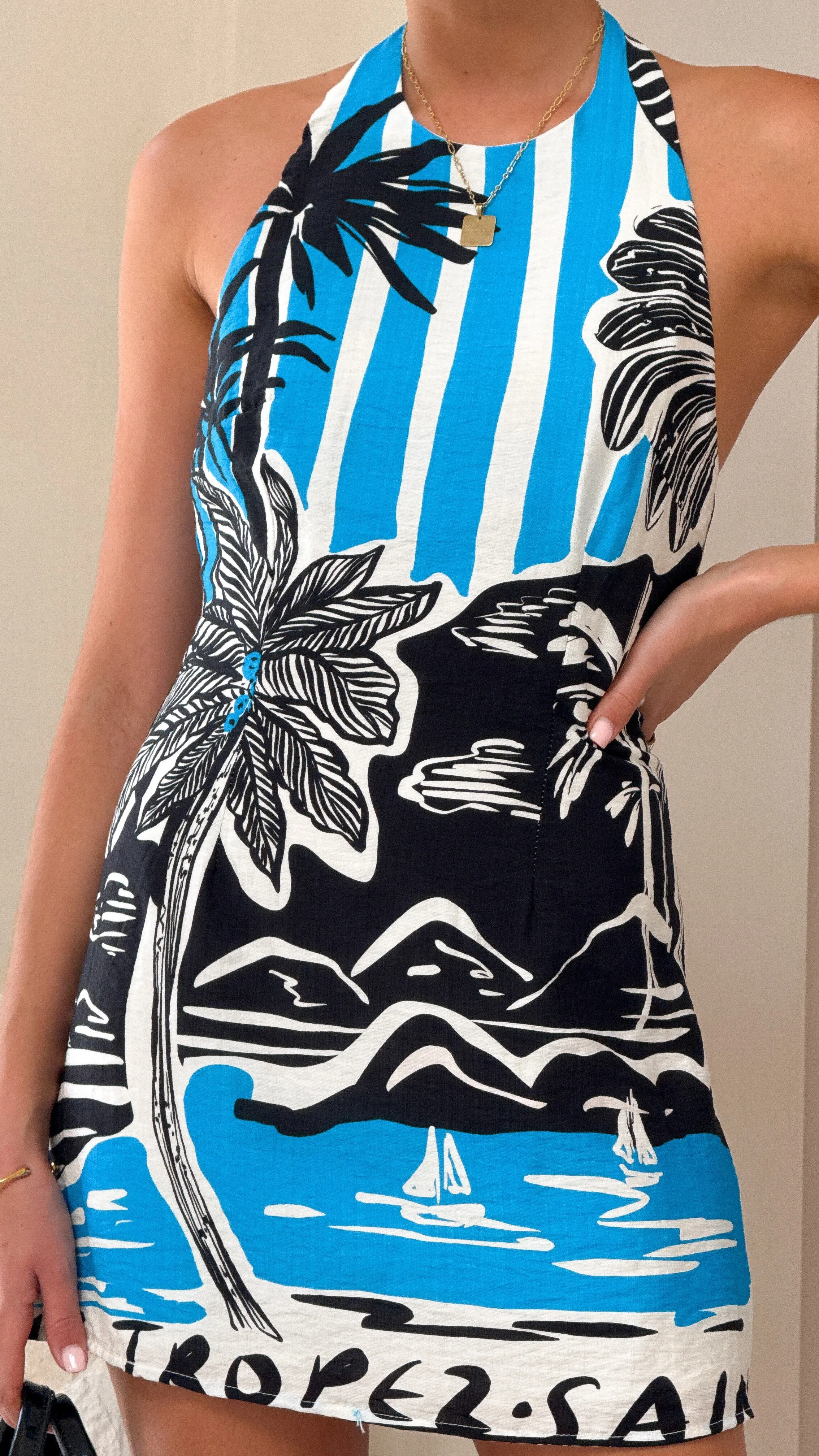 Nola Mini Dress - Tropez Blue