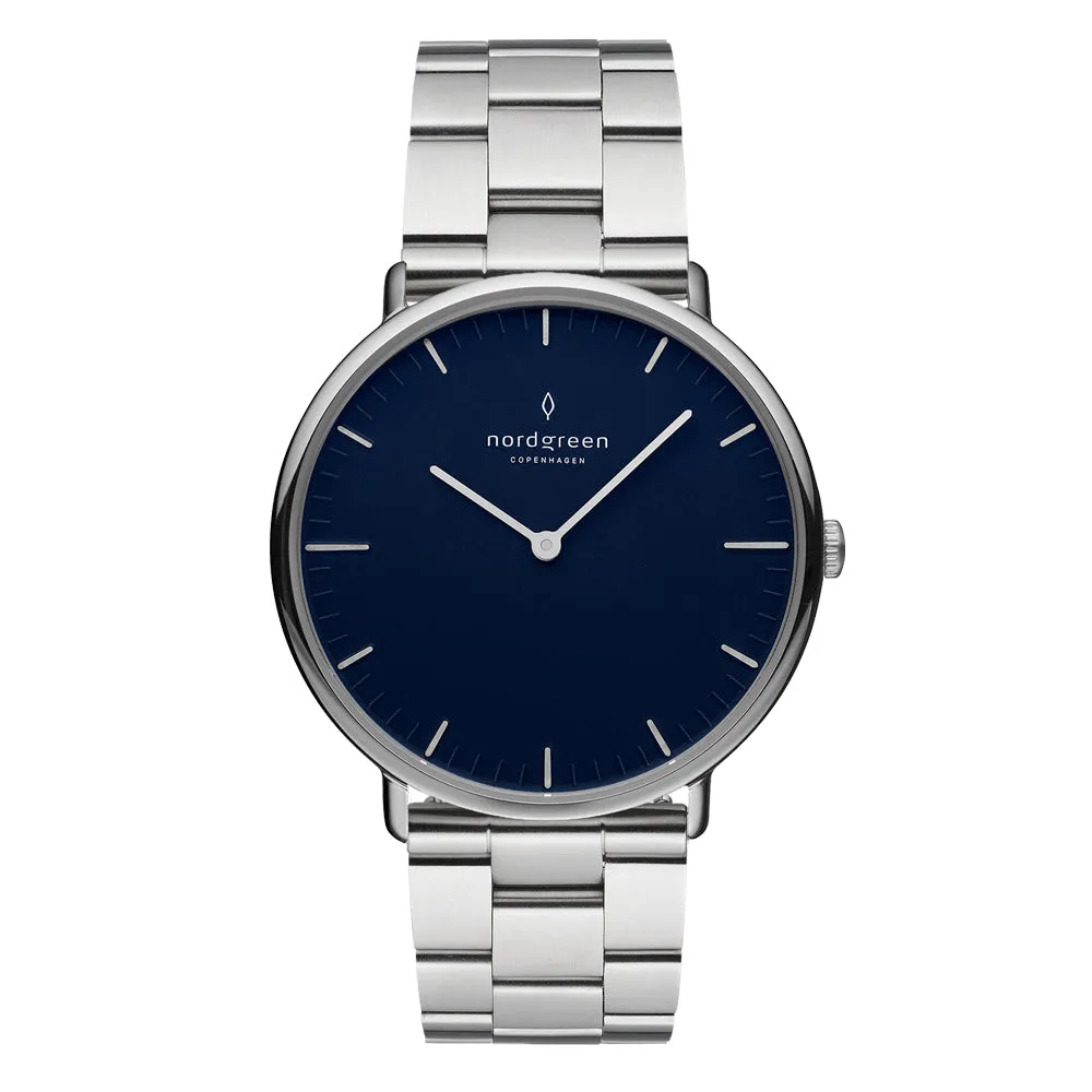 Nordgreen Native 40mm Navy Silver Watch 