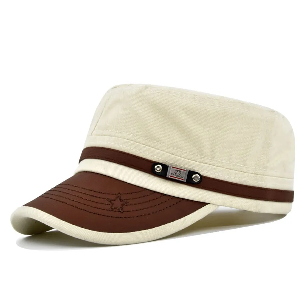 Northwood Cotton Army Cap stylish boater hat with ribbon on model