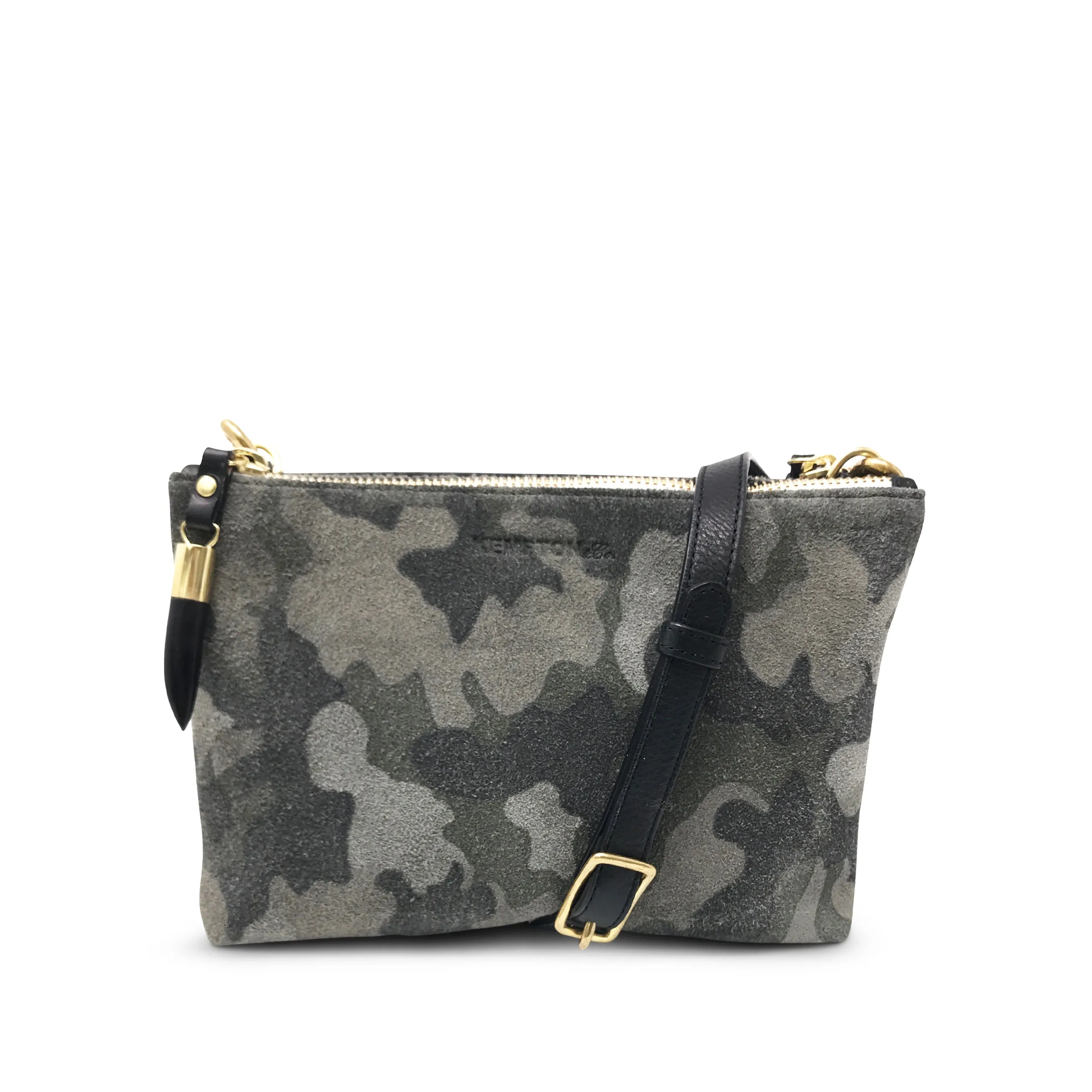Nottingham Double Zip Crossbody - Camo Suede