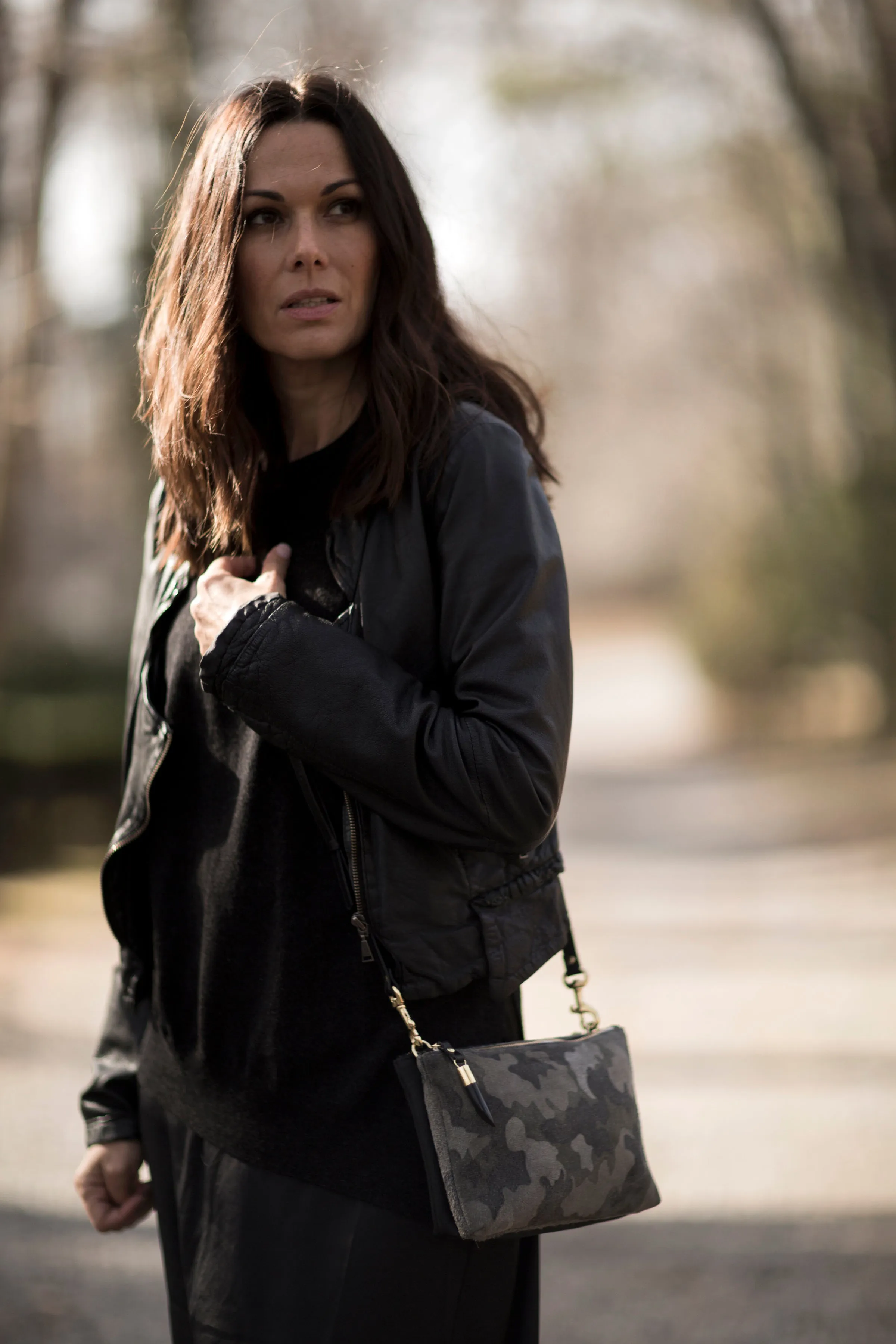 Nottingham Double Zip Crossbody - Camo Suede