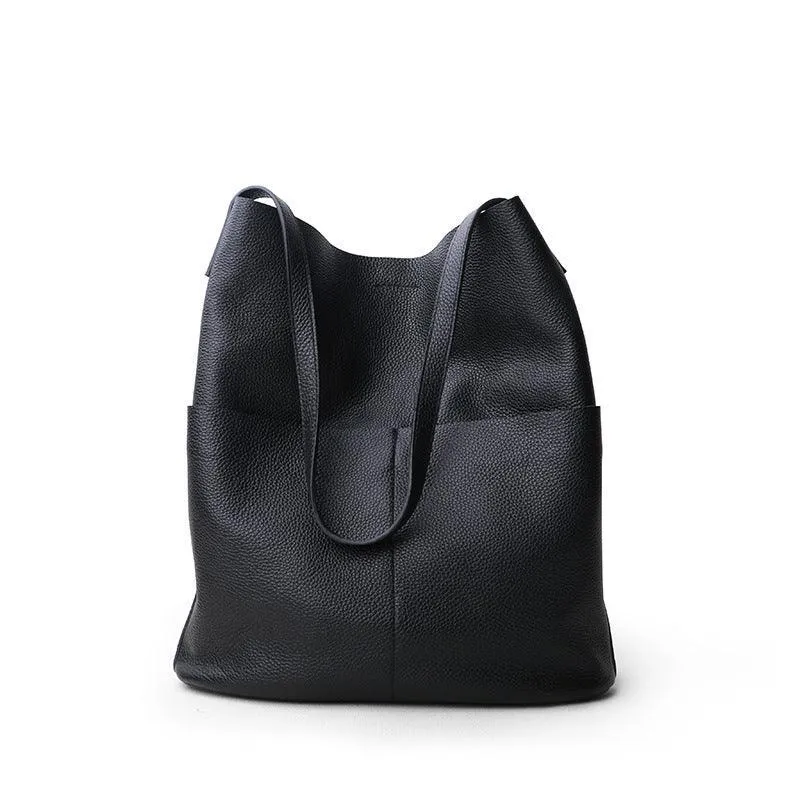 Oak Cowhide Leather Tote Bag ?? Women Handcrafted Soft Leather Bucket Bag ?? Minimalist Tote, Two Front Pockets Bag??Cloud Oslo Laptop Bag bucket bags for sale