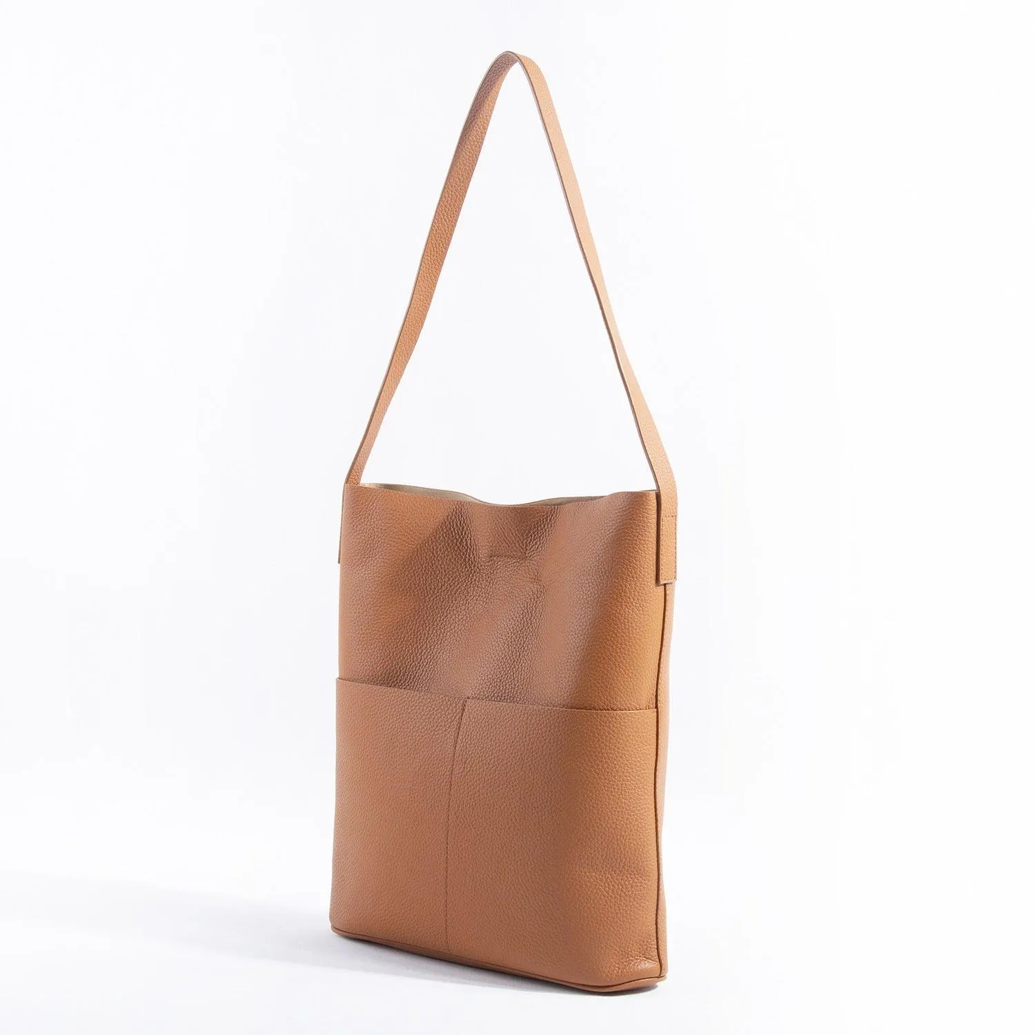 Oak Cowhide Leather Tote Bag ?? Women Handcrafted Soft Leather Bucket Bag ?? Minimalist Tote, Two Front Pockets Bag??Cloud Oslo Laptop Bag