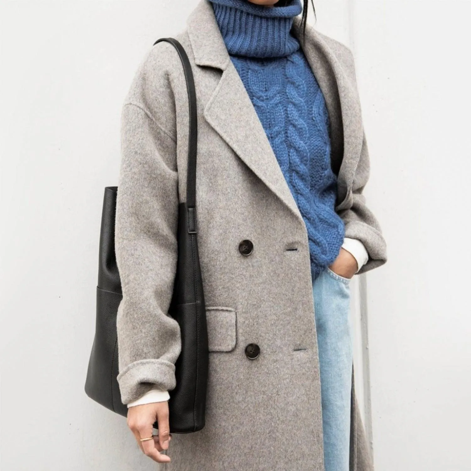 Oak Cowhide Leather Tote Bag ?? Women Handcrafted Soft Leather Bucket Bag ?? Minimalist Tote, Two Front Pockets Bag??Cloud Oslo Laptop Bag