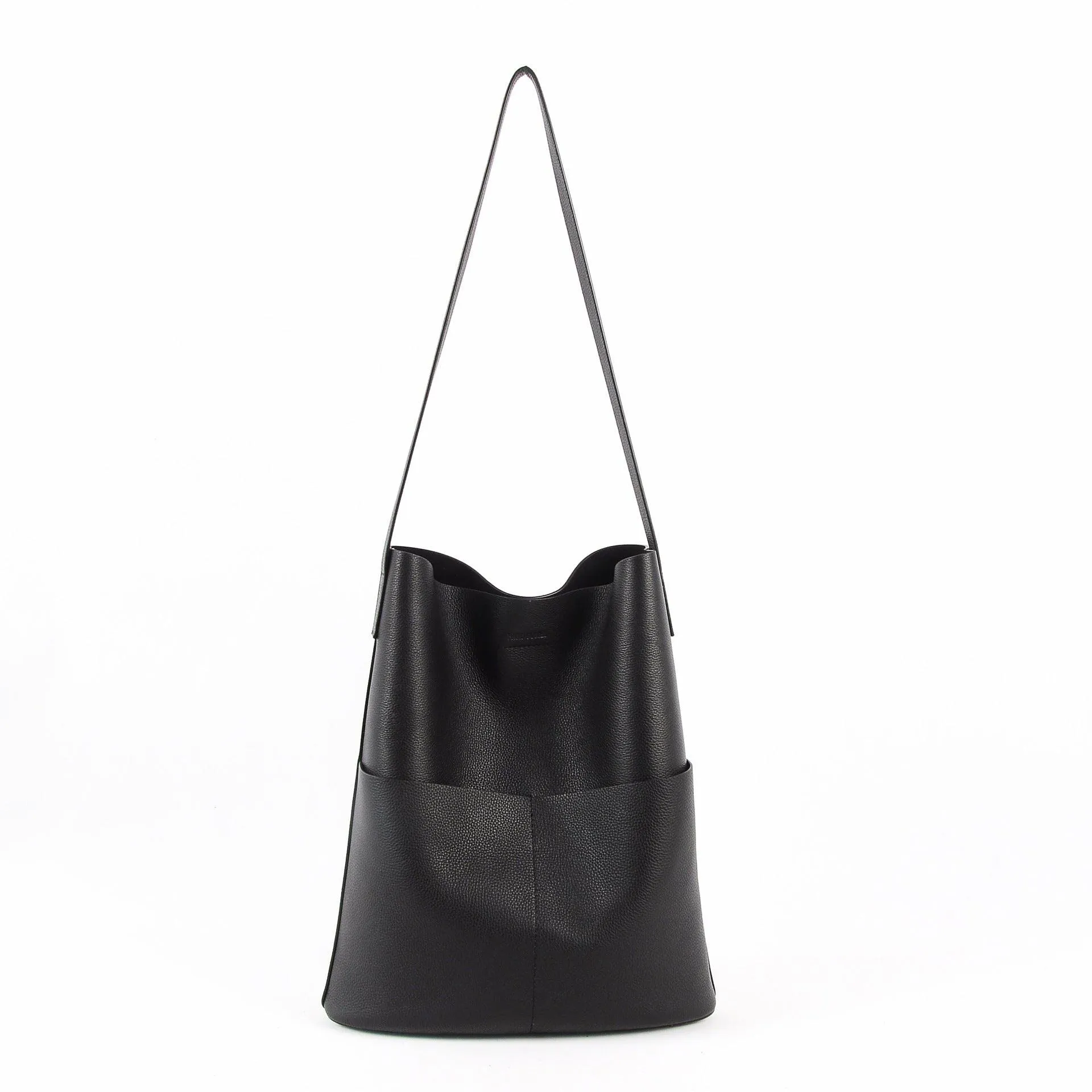 Oak Cowhide Leather Tote Bag ?? Women Handcrafted Soft Leather Bucket Bag ?? Minimalist Tote, Two Front Pockets Bag??Cloud Oslo Laptop Bag
