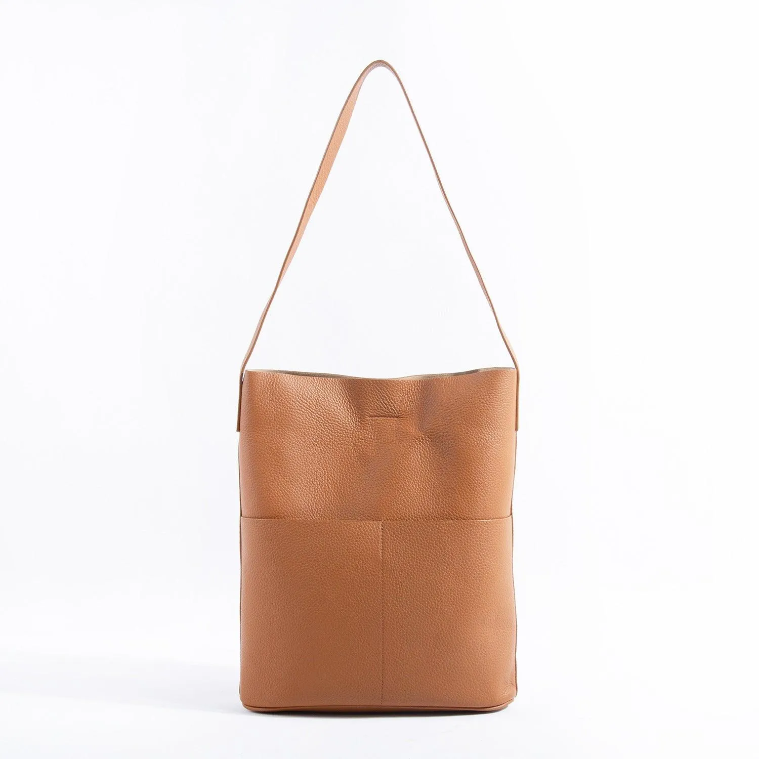 Oak Cowhide Leather Tote Bag ?? Women Handcrafted Soft Leather Bucket Bag ?? Minimalist Tote, Two Front Pockets Bag??Cloud Oslo Laptop Bag