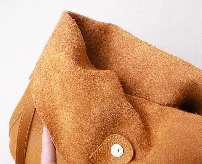 Oak Cowhide Leather Tote Bag ?? Women Handcrafted Soft Leather Bucket Bag ?? Minimalist Tote, Two Front Pockets Bag??Cloud Oslo Laptop Bag