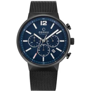Obaku Men's Watch - Classic Blue Dial Plated Stainless Steel Bracelet | V180GCBLMB 