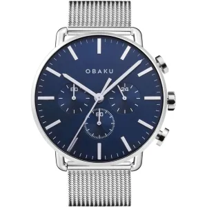 Obaku Men's Watch - Classic Quartz Blue Dial Stainless Steel Bracelet | V232GCCLMC 