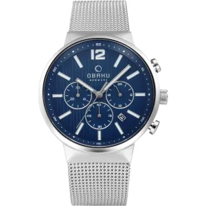 Obaku Men's Watch - Storm Blue Dial Plated Stainless Steel Bracelet | V180GCCLMC 