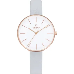 Obaku Women's Watch - Viol Rose Gold Case White Dial Leather Strap | V211LXVIRL Luxury Quartz Watch Quartz Watch Sale