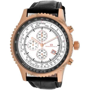 Oceanaut Men's Watch - Actuator Rose Gold Case Silver Dial Leather Strap | OC0317 
