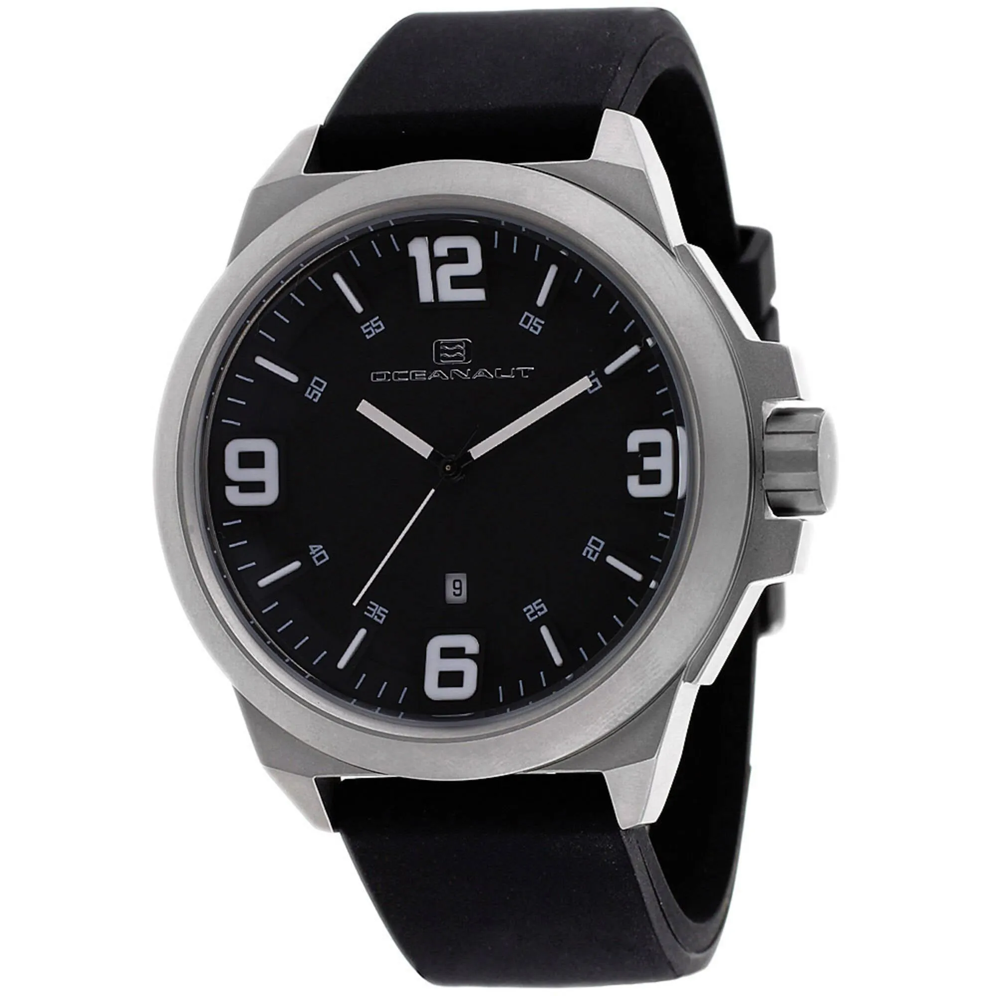 Oceanaut Men's Watch - Armada Silver Tone Case Black Dial Rubber Strap | OC7117 