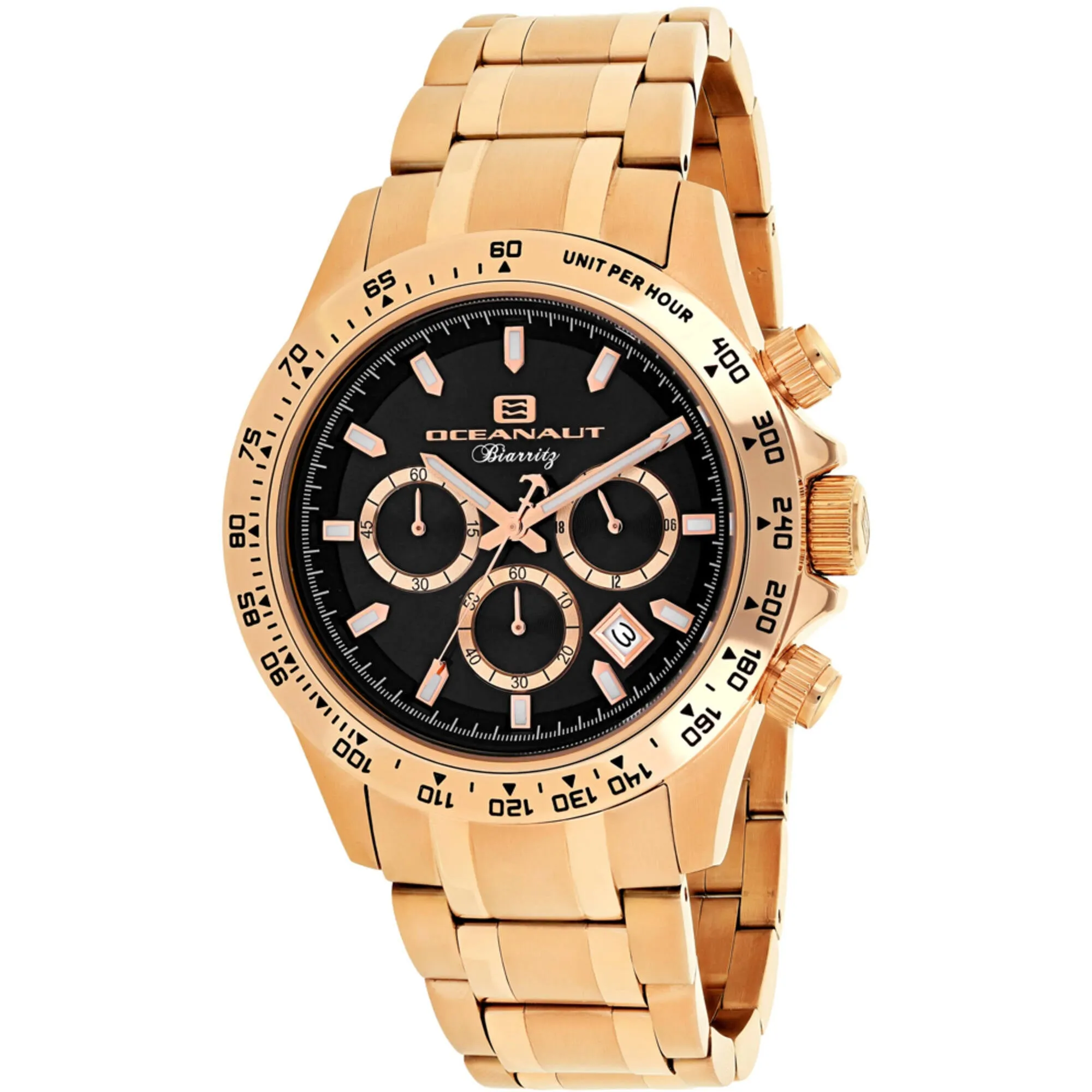 Oceanaut Men's Watch - Biarritz Black Dial Plated Stainless Steel Bracelet | OC6119 