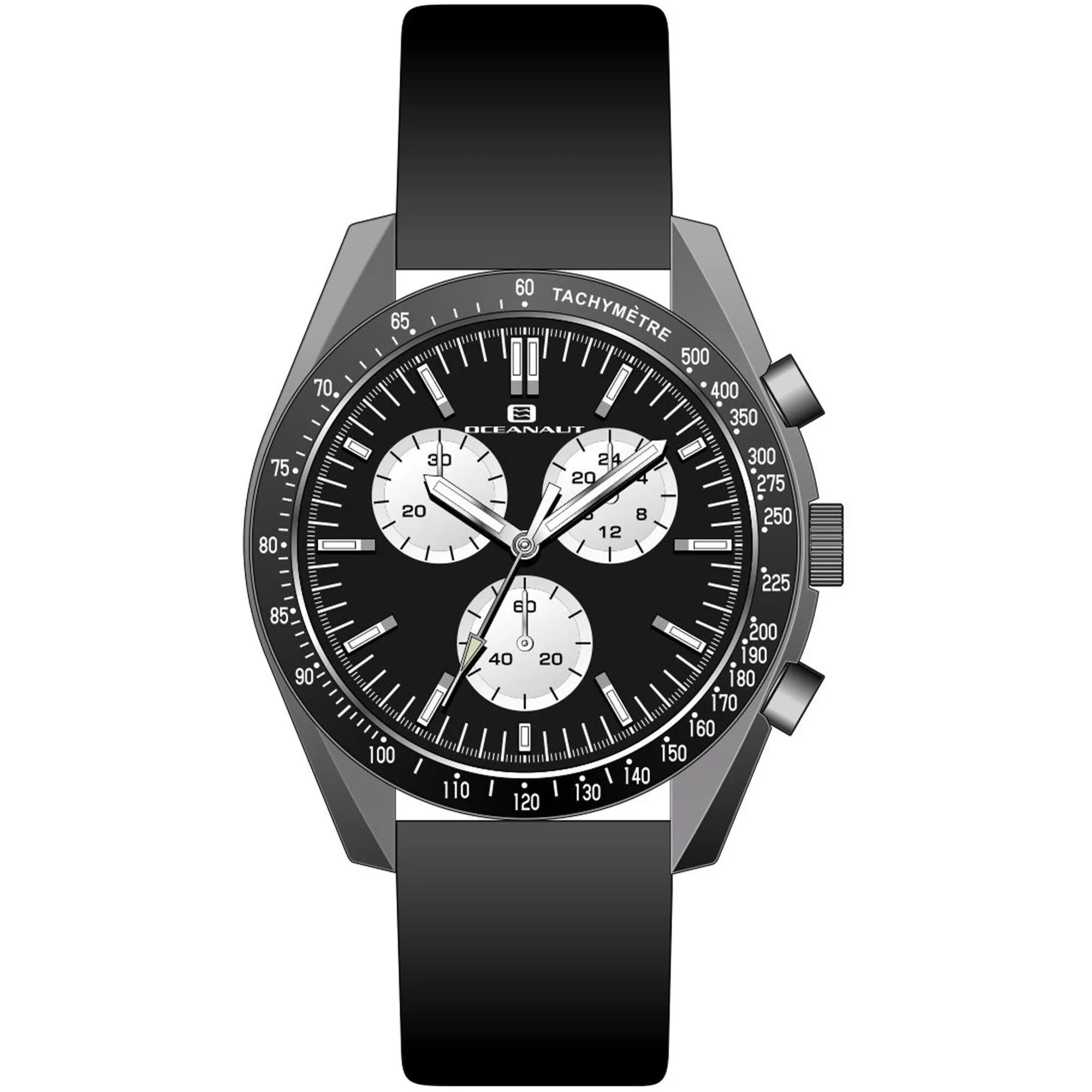 Oceanaut Men's Watch - Orbit Quartz Gunmetal Case Black Dial Leather Strap | OC7581 