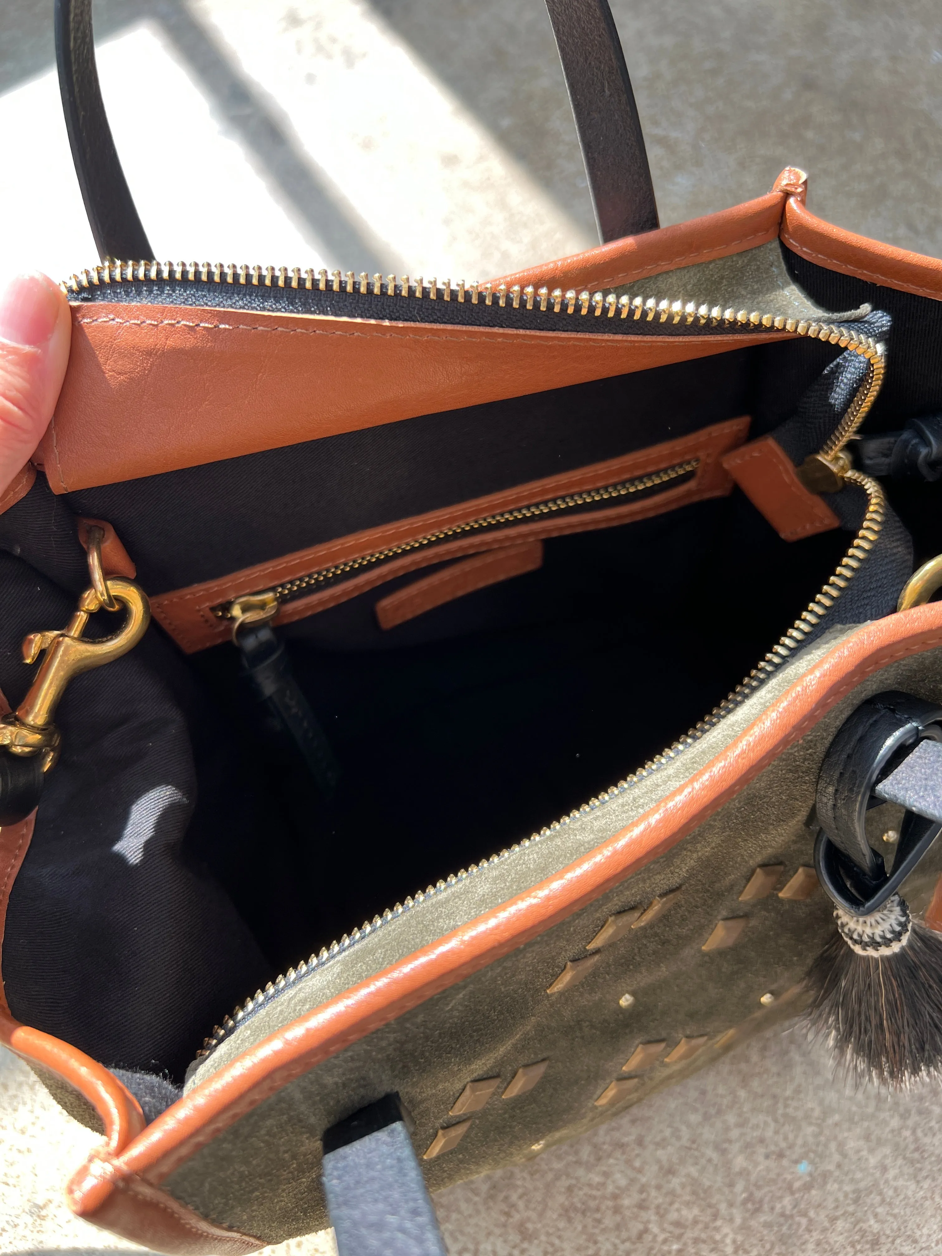 OLIVE SUEDE MINI TOTE