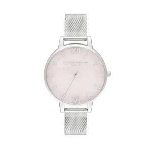 Olivia Burton Semi Precious Silver Mesh Watch - Silver 