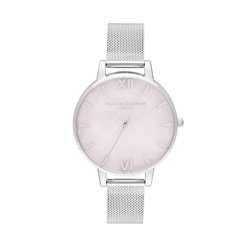 Olivia Burton Semi Precious Silver Mesh Watch - Silver 