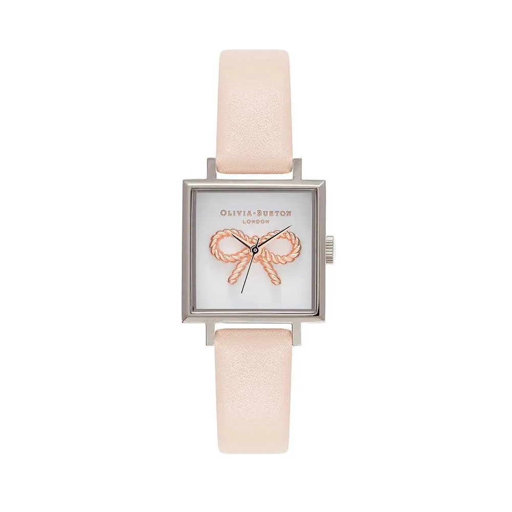 Olivia Burton Vintage Bow Silver Peach Watch - Silver 